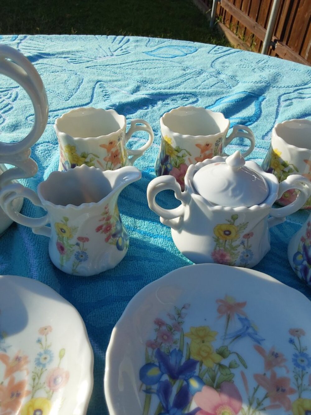 VINTAGE HAND PAINTED FLORAL TEA SERVING SET - Picture 10 of 16